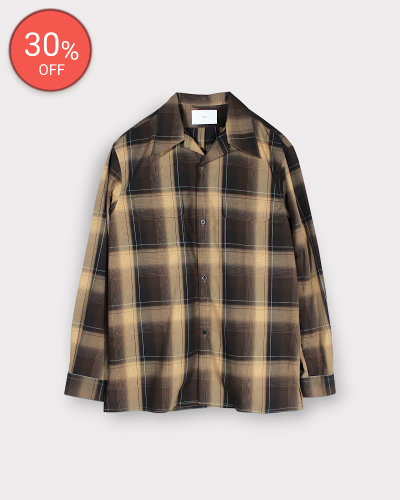 <img class='new_mark_img1' src='https://img.shop-pro.jp/img/new/icons20.gif' style='border:none;display:inline;margin:0px;padding:0px;width:auto;' />SUGARHILLOMBRE PLAID OPEN COLLAR BLOUSE(BROWN  CAMEL) 40,700-