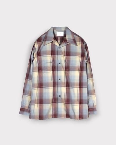 <img class='new_mark_img1' src='https://img.shop-pro.jp/img/new/icons64.gif' style='border:none;display:inline;margin:0px;padding:0px;width:auto;' />SUGARHILLOMBRE PLAID OPEN COLLAR BLOUSE(WINE  ICE BLUE)