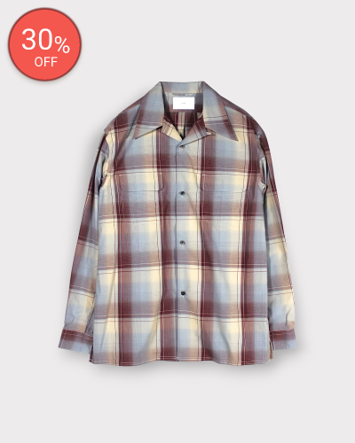 <img class='new_mark_img1' src='https://img.shop-pro.jp/img/new/icons20.gif' style='border:none;display:inline;margin:0px;padding:0px;width:auto;' />SUGARHILLOMBRE PLAID OPEN COLLAR BLOUSE(WINE  ICE BLUE) 40,700-