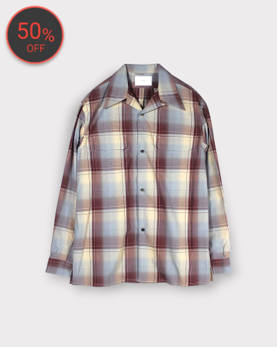 <img class='new_mark_img1' src='https://img.shop-pro.jp/img/new/icons20.gif' style='border:none;display:inline;margin:0px;padding:0px;width:auto;' />SUGARHILLOMBRE PLAID OPEN COLLAR BLOUSE(WINE  ICE BLUE) 40,700-