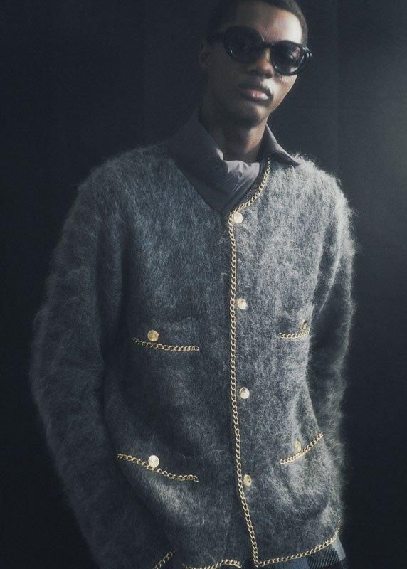 BED j.w. FORD Chain Mohair Cardigan (Charcoal) | bed j.w. BED j.w. FORD Chain Mohair Cardigan (Charcoal) | bed j.w.