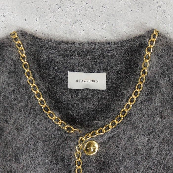 BED j.w. FORD Chain Mohair Cardigan (Charcoal) | bed j.w.