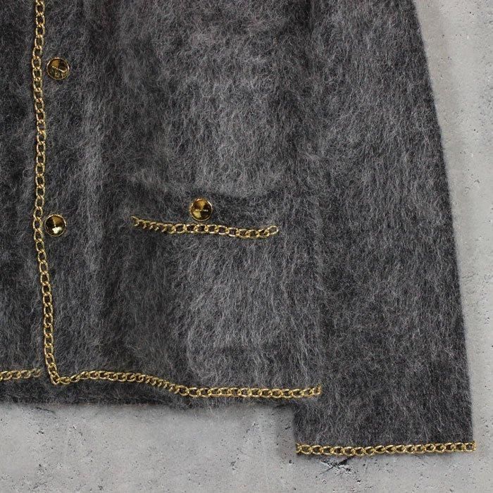 BED j.w. FORD Chain Mohair Cardigan (Charcoal) | bed j.w.