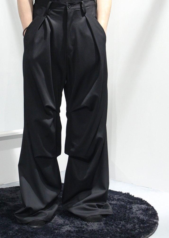 salvam サルバツ　パンツ黒 サルバム タックワイドスラックス(Black) | sulvam pants