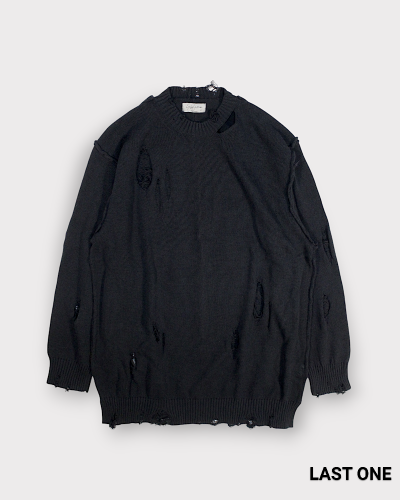 Yohji Yamamoto POUR HOMME7G2P JERSEY ROUND NECK KNIT(Black)