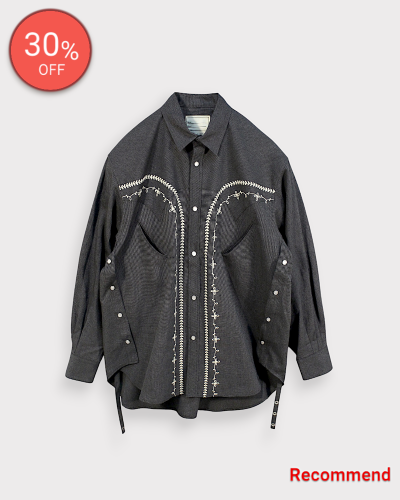 <img class='new_mark_img1' src='https://img.shop-pro.jp/img/new/icons20.gif' style='border:none;display:inline;margin:0px;padding:0px;width:auto;' />SEVESKIGJapanese Chambray Western Shirt(Black) 50,600-