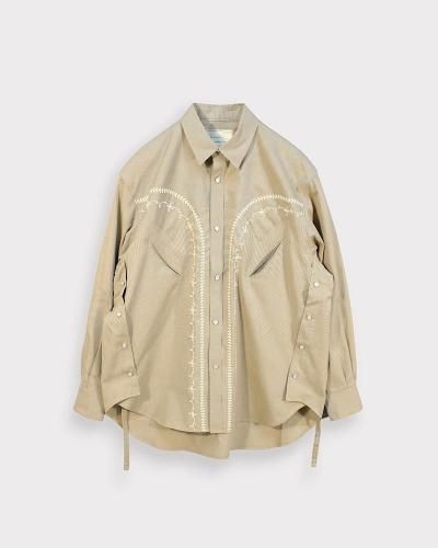 <img class='new_mark_img1' src='https://img.shop-pro.jp/img/new/icons20.gif' style='border:none;display:inline;margin:0px;padding:0px;width:auto;' />SEVESKIGJapanese Chambray Western Shirt(Beige)