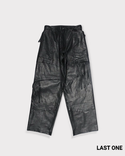 sulvamSCARS LEATHER FRINGE PANTS(Black)