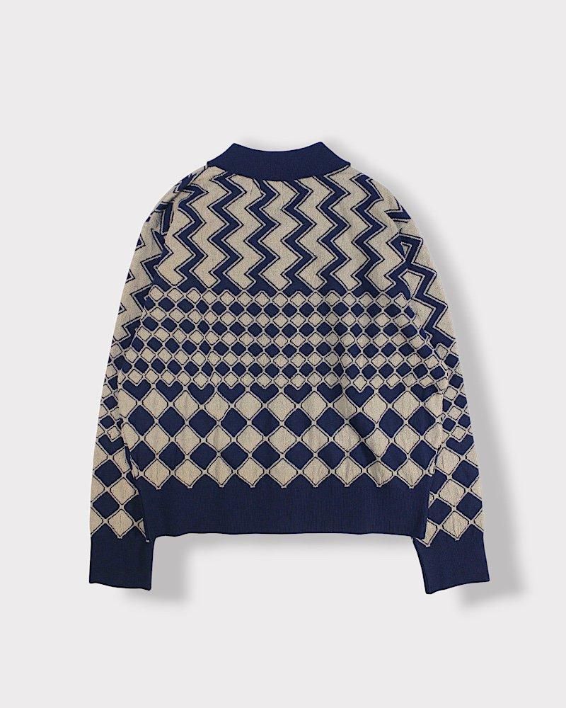 SUGARHILL KUBA KNIT SWEATER(NAVY&BEIGE)｜シュガーヒル ニット