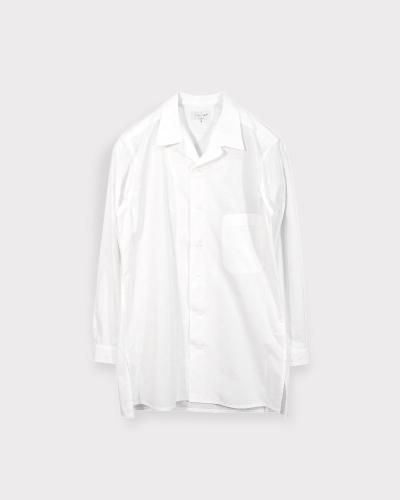 Yohji Yamamoto POUR HOMMECHAIN STITCH BROAD OPEN COLLAR BLOUSE(White)