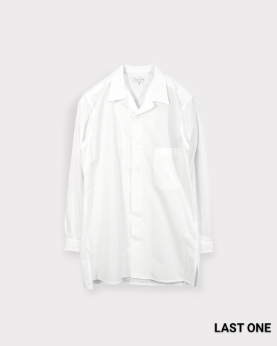 Yohji Yamamoto POUR HOMMECHAIN STITCH BROAD OPEN COLLAR BLOUSE(White)