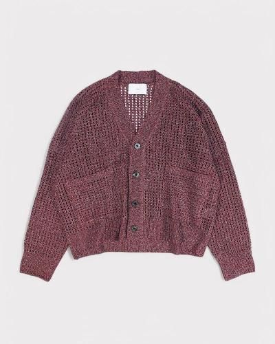 SUGARHILLMOCK TWISTED YERN KNIT CARDIGAN(WINE&MINT)