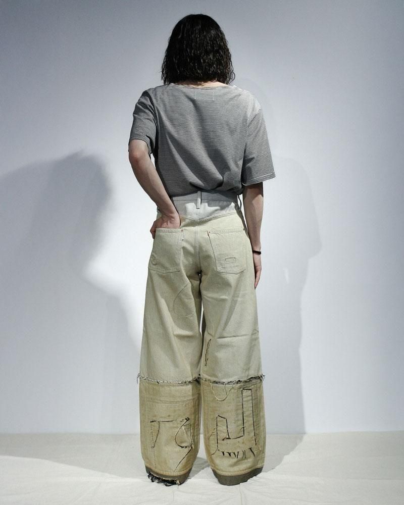 SUGARHILL】STRATUM DENIM PANTS WIDE CUT(GRAY WHITE