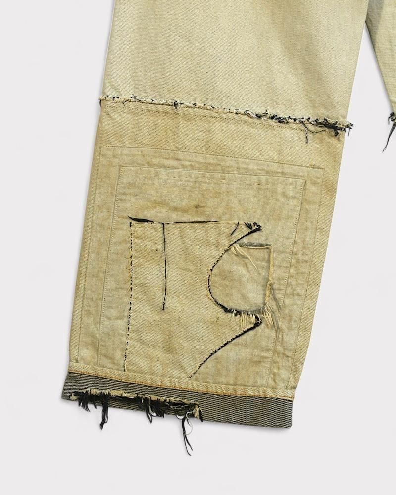 SUGARHILL】STRATUM DENIM PANTS WIDE CUT(GRAY WHITE