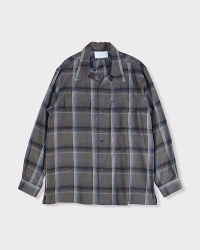 SUGARHILLOMBRE PLAID OPEN COLLAR SHIRTS(DARK PURPLE)