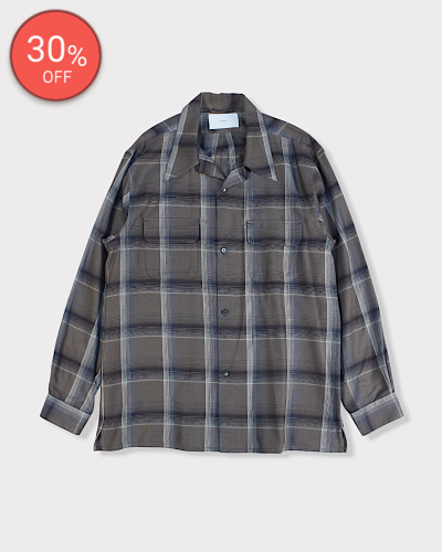<img class='new_mark_img1' src='https://img.shop-pro.jp/img/new/icons20.gif' style='border:none;display:inline;margin:0px;padding:0px;width:auto;' />SUGARHILLOMBRE PLAID OPEN COLLAR SHIRTS(DARK PURPLE) 39,600-