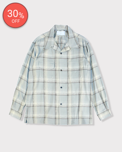 <img class='new_mark_img1' src='https://img.shop-pro.jp/img/new/icons20.gif' style='border:none;display:inline;margin:0px;padding:0px;width:auto;' />SUGARHILLOMBRE PLAID OPEN COLLAR SHIRTS(SMOKE BLUE) 39,600-