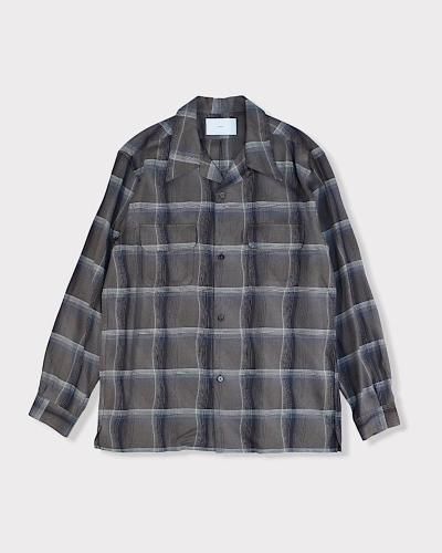 SUGARHILLOMBRE PLAID OPEN COLLAR SHIRTS(STAGGER DARK PURPLE)