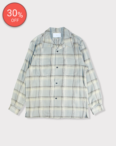 <img class='new_mark_img1' src='https://img.shop-pro.jp/img/new/icons20.gif' style='border:none;display:inline;margin:0px;padding:0px;width:auto;' />SUGARHILLOMBRE PLAID OPEN COLLAR SHIRTS(STAGGER SMOKE BLUE) 39,600-