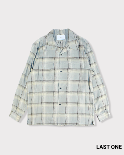 SUGARHILLOMBRE PLAID OPEN COLLAR SHIRTS(STAGGER SMOKE BLUE)