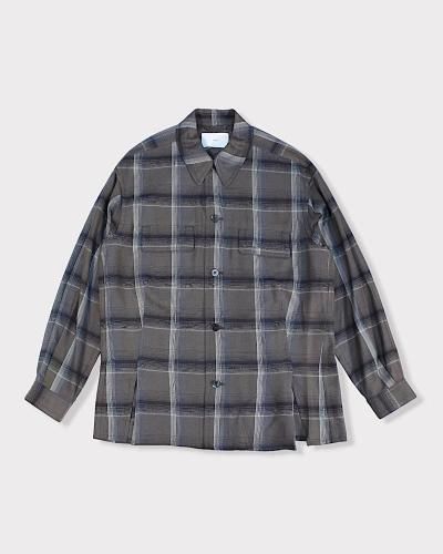 SUGARHILLOMBRE PLAID FLAP POCKET SHIRTS(DARK PURPLE)