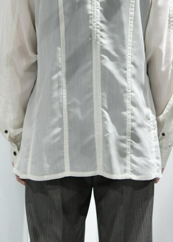 新品 SUGARHILL 25SS SHEER STRIPE FLAP シャツ 25SS】SUGARHILL SHEER STRIPE FLAP POCKET SHIRTS (WHITE
