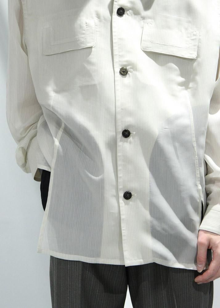 新品 SUGARHILL 25SS SHEER STRIPE FLAP シャツ 25SS】SUGARHILL SHEER STRIPE FLAP POCKET SHIRTS (WHITE
