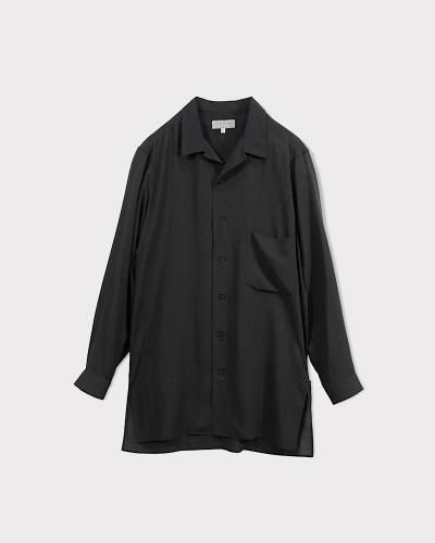 Yohji Yamamoto POUR HOMMECELLULOSE LAWN OPEN COLLAR BLOUSE