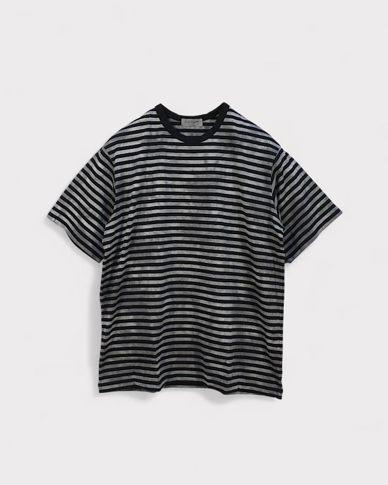 Yohji Yamamoto POUR HOMME】40/2 JERSEY BORDER UNEVEN ROUND
