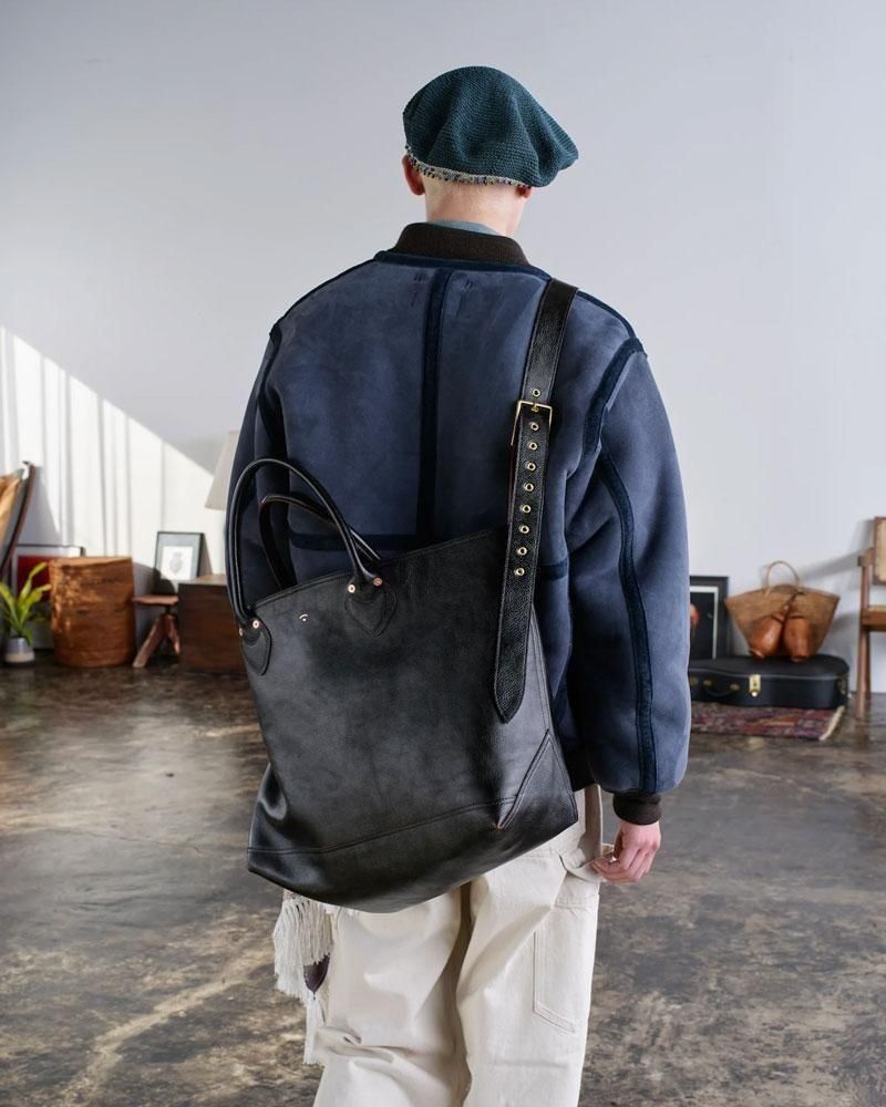 SUGARHILL】LEATHER TOTE BAG(BLACK SHRINK)｜シュガーヒル