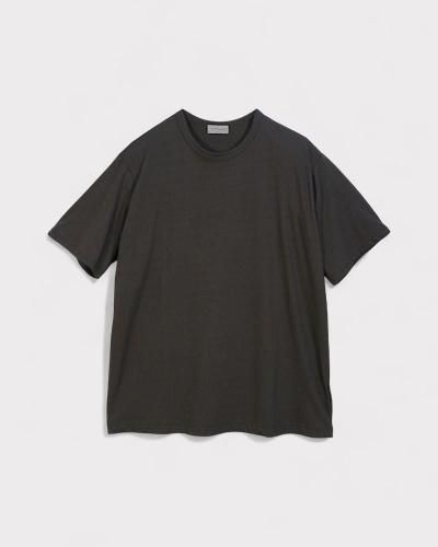 Yohji Yamamoto POUR HOMMECOTTON SINGLE JERSEY ROUND NECK SHORT SLV T(Charcoal)