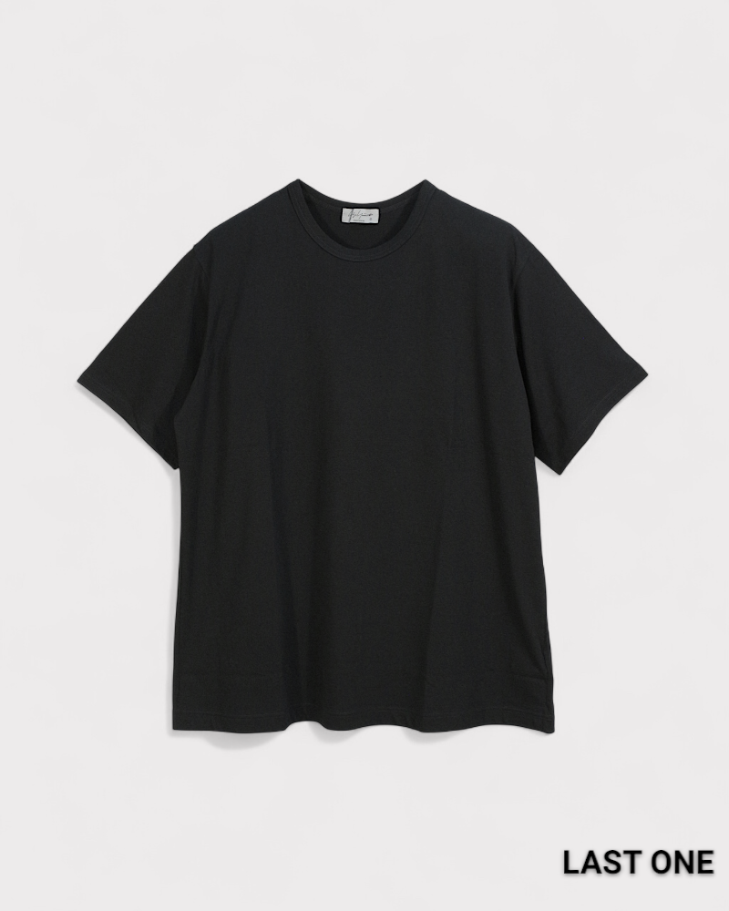 ヨージヤマモト +NOIR 黒 半袖Tシャツ Yohji Yamamoto POUR HOMME】COTTON SINGLE JERSEY ROUND NECK