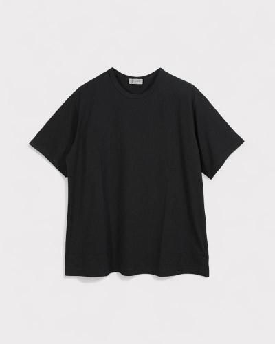 Yohji Yamamoto POUR HOMMECOTTON SINGLE JERSEY ROUND NECK SHORT SLV T(Black)