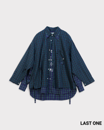 <img class='new_mark_img1' src='https://img.shop-pro.jp/img/new/icons8.gif' style='border:none;display:inline;margin:0px;padding:0px;width:auto;' />SEVESKIGPatchwork Plaid Shirt(Navy)