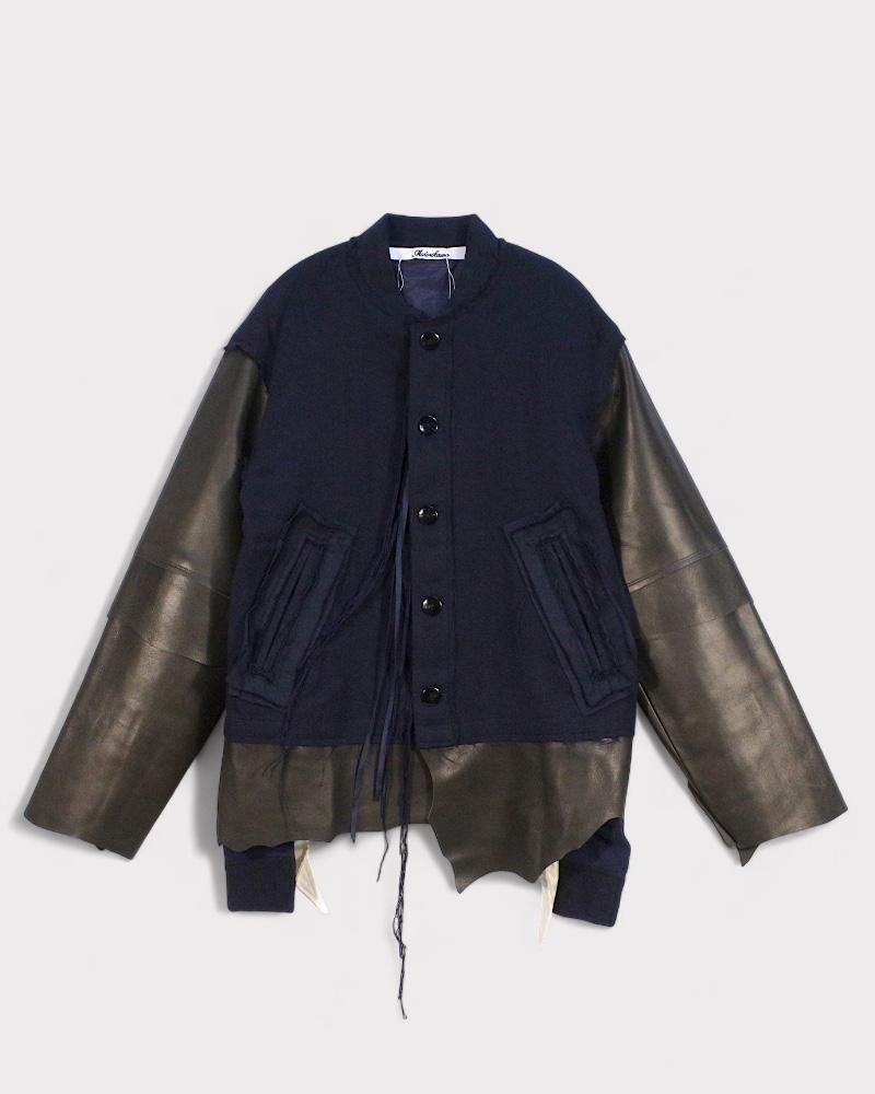 midorikawa 新品 ジャケット ミドリカワ Midorikawa VARSITY JACKET(NAVY× BROWN)｜ミドリカワ 正規取扱