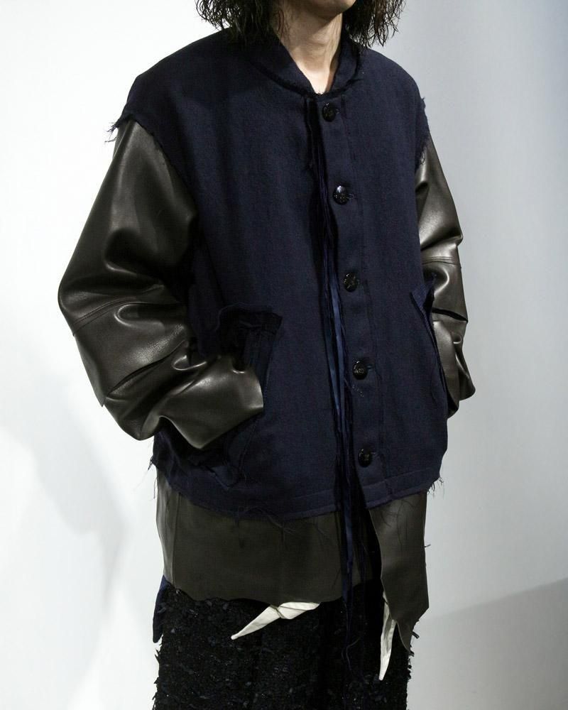 Midorikawa VARSITY JACKET(NAVY× BROWN)｜ミドリカワ 正規取扱