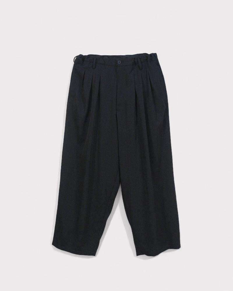 【美品】ヨウジヤマモト ツータックスラックス ウールギャバ 近年モデル M 黒 Yohji Yamamoto POUR HOMME】WOOL GABARDINE 12 TUCKS PANTS