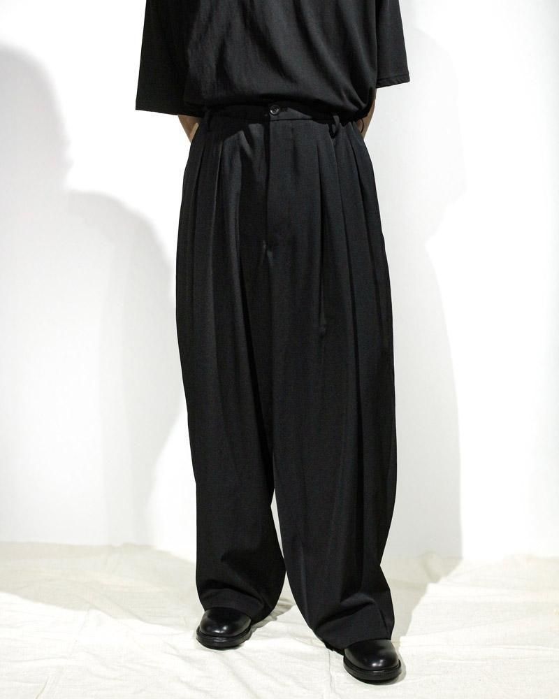 Yohji Yamamoto POUR HOMME】WOOL GABARDINE 12 TUCKS PANTS