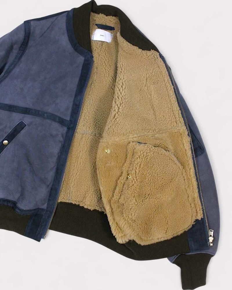 SUGARHILL】SHERRING LEATHER MA-1 JACKET(DARKNAVY)｜シュガーヒル