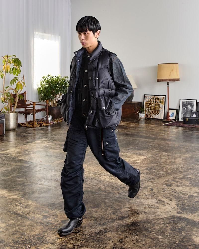 SUGARHILL】PUFFER REVERSIVLE VEST(BLACK × NAVY)｜シュガーヒル