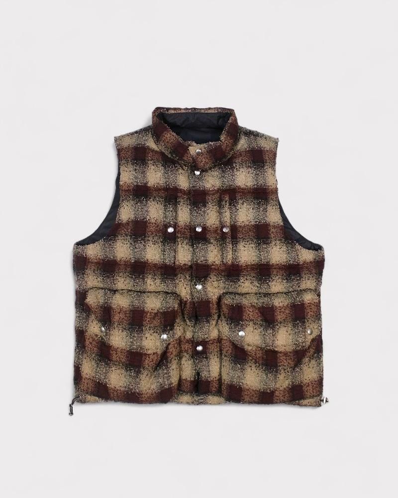SUGARHILL ダウンベスト 25FW SUGARHILL】PLAID PUFFER REVERSIVLE VEST(WINE RED × BLACK