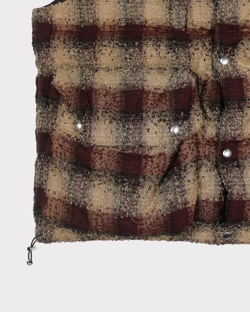 SUGARHILL】PLAID PUFFER REVERSIVLE VEST(WINE RED × BLACK