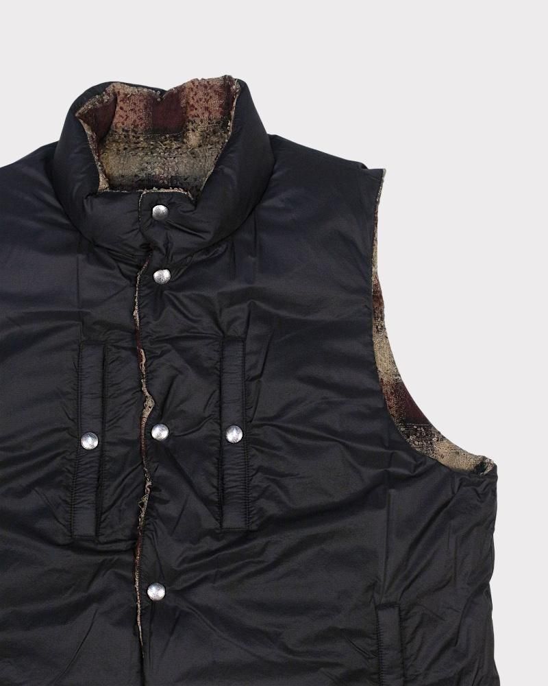 SUGARHILL】PLAID PUFFER REVERSIVLE VEST(WINE RED × BLACK