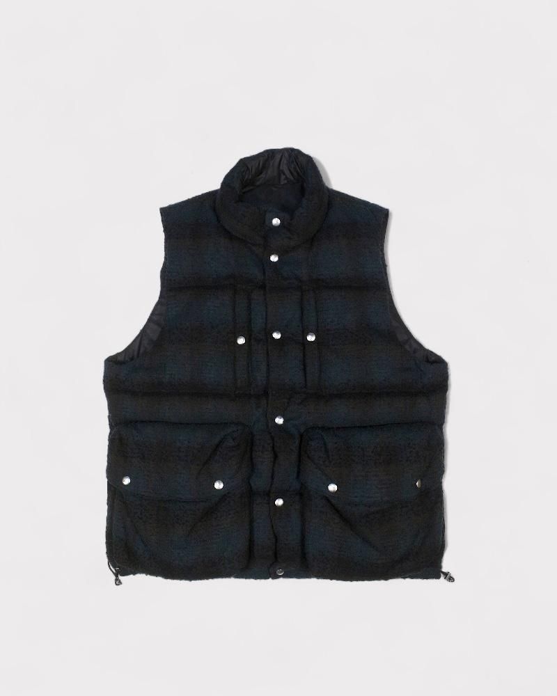 SUGARHILL】PLAID PUFFER REVERSIVLE VEST(DEEP GREEN × BLACK