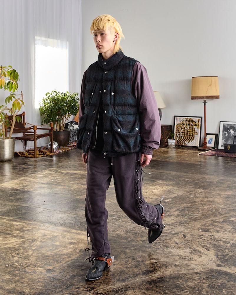 SUGARHILL】PLAID PUFFER REVERSIVLE VEST(DEEP GREEN × BLACK