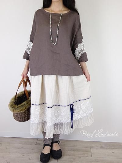 【美品Gauze#】 コットンウエストリボンスカート Gauze# ガーゼ コットン ギンガム シン ルーミーパンツ GIMGHAM