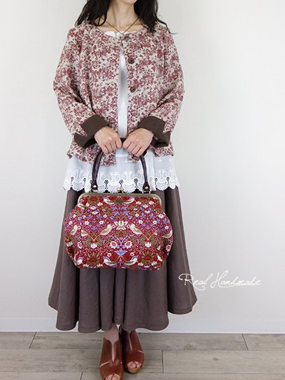 予約販売]イチゴ泥棒がま口BAG - REAL HANDMADE -リアルハンドメイド- 心を込めて手作りした素敵なお洋服をあなたへ。。