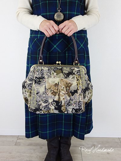 [予約販売]ゴブランキャットがま口BAG - REAL HANDMADE -リアル