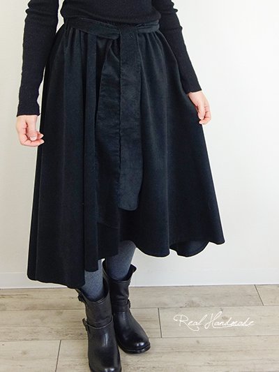 [予約販売] シャツコールブラックヘム変形スカート - REAL HANDMADE -リアルハンドメイド-  心を込めて手作りした素敵なお洋服をあなたへ。。