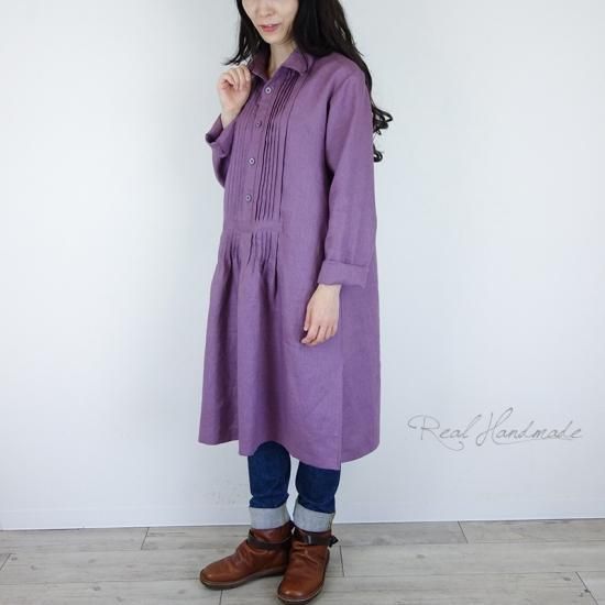 人気✨アンティークスノワール 麻 リネン シャツワンピース レース ピンタック 人気✨アンティークスノワール 麻 リネン シャツワンピース